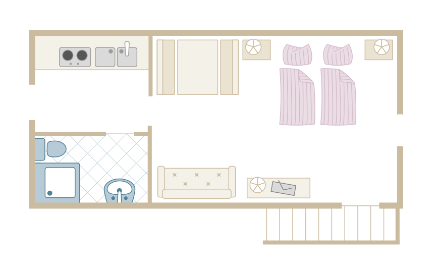 Zimmerskizze Studio 2+1